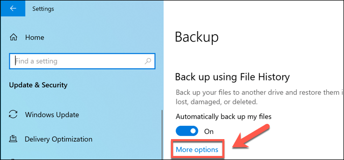 How to delete backup files in windows 10